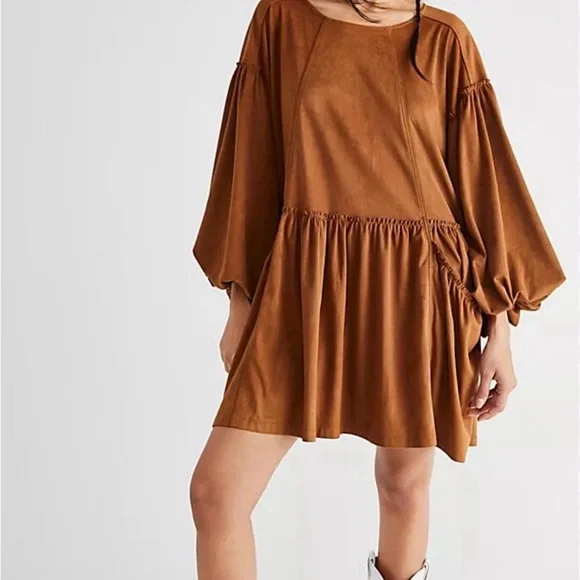 Free People | Dresses | Free People Brown Abbie Vegan Suede Mini Dress With Bishop Sleeves | Poshmark Free People | Dresses | Free People Brown Abbie Vegan Suede Mini Dress With Bishop Sleeves | Poshmark